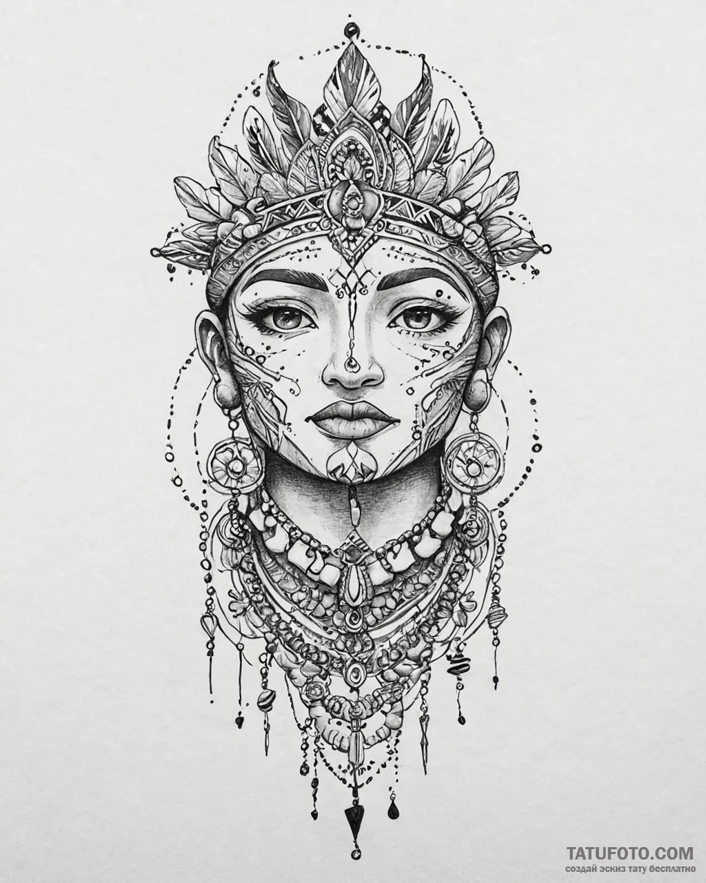 Tat tattoo sketch, macha with tribal face pai... - эскиз тату (№1753651151_0, 27.07.2025 21:19) — Tatufoto.com