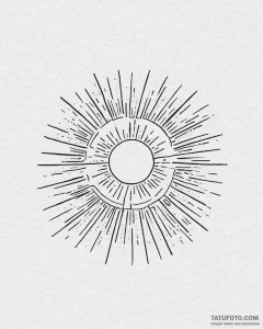 Tattoo sketch, simple thin line sun with rays... - эскиз тату (№1753651547_0, 27.07.2025 21:25) — Tatufoto.com