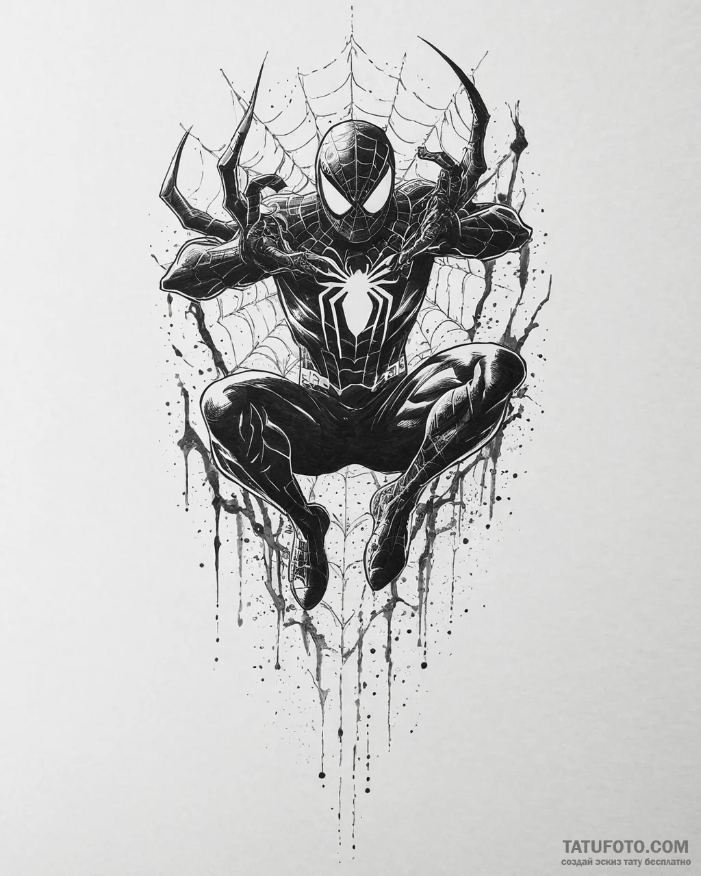 Tattoo sketch, spider-man noir in dramatic sh... - эскиз тату (№1753652941_0, 27.07.2025 21:49) — Tatufoto.com