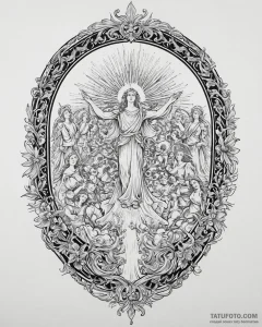 Tat tattoo sketch, renaissance style religiou... - эскиз тату (№1753653538_0, 27.07.2025 21:58) — Tatufoto.com