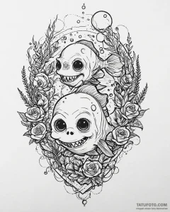 Eskizto, tattoo sketch, nemo with bubbles and... - эскиз тату (№1753659765_0, 27.07.2025 23:42) — Tatufoto.com