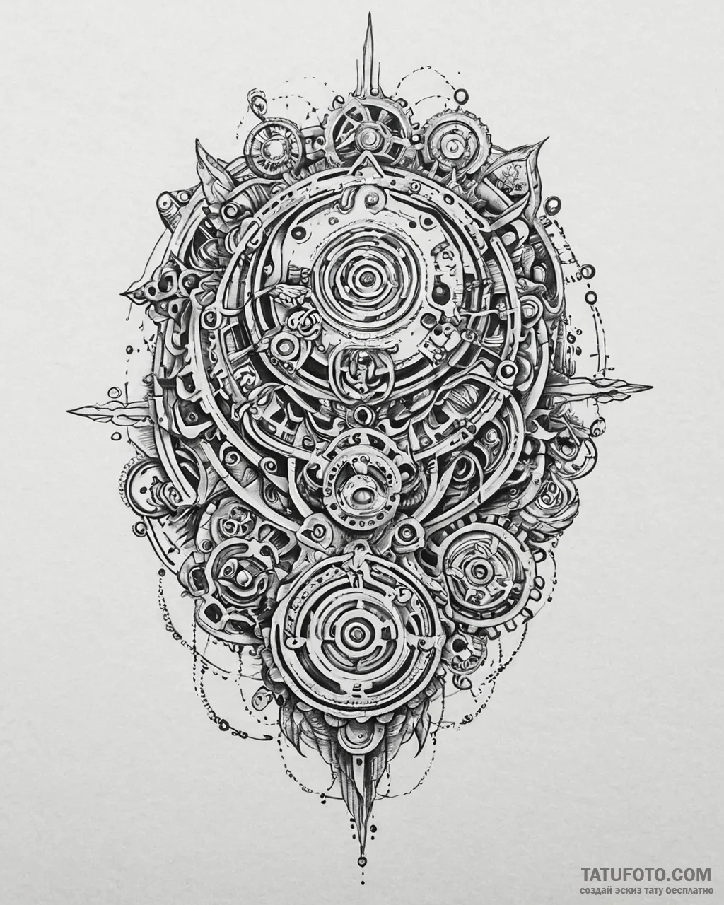 Tat tattoo sketch, steampunk mechanical mytho... - эскиз тату (№1753660562_0, 27.07.2025 23:56) — Tatufoto.com