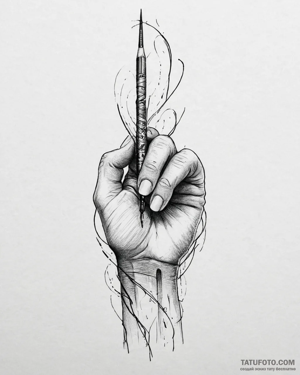 Tat tattoo sketch, tattoo artist’s hand holdi... - эскиз тату (№1753660951_0, 28.07.2025 00:02) — Tatufoto.com