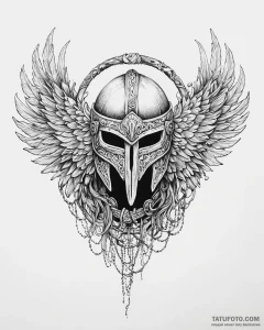 Tattoo sketch, viking helmet with raven wings... - эскиз тату (№1753661343_0, 28.07.2025 00:09) — Tatufoto.com