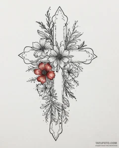 Tat tattoo sketch, wildflower bouquet painted... - эскиз тату (№1753662330_0, 28.07.2025 00:25) — Tatufoto.com