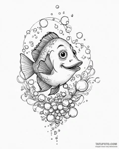 Eskizto, tattoo sketch, nemo blowing bubbles... - эскиз тату (№1753662526_0, 28.07.2025 00:28) — Tatufoto.com