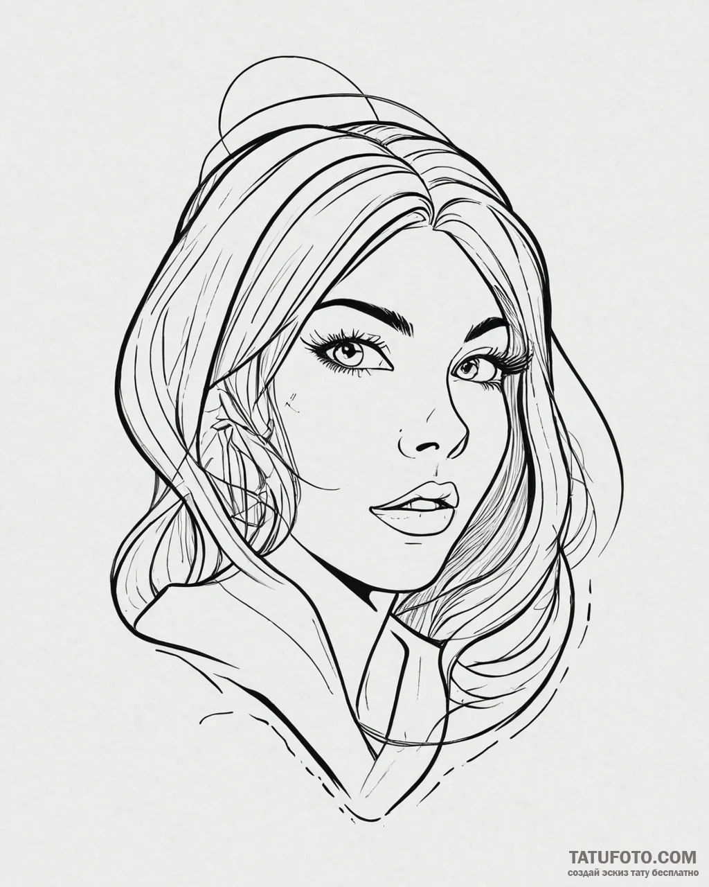 Tattoo sketch, gwen stacy with flowing hair a... - эскиз тату (№1753662722_0, 28.07.2025 00:32) — Tatufoto.com