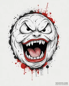 Tattoo sketch, snowball shouting with angry f... - эскиз тату (№1753663114_0, 28.07.2025 00:38) — Tatufoto.com