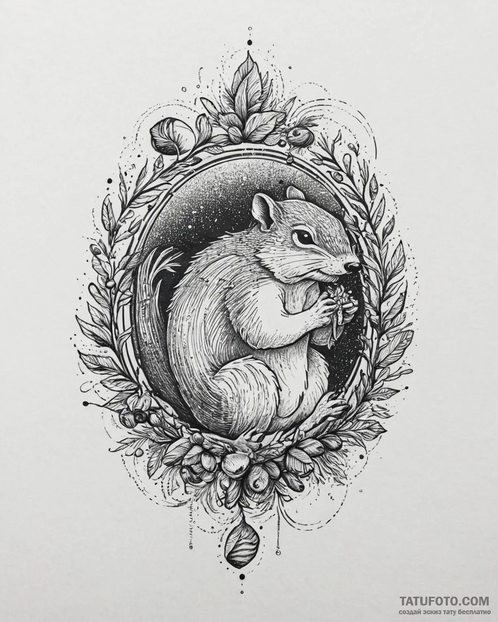 Eskizto, tattoo sketch, scrat chasing acorn,... - эскиз тату (№1753663898_0, 28.07.2025 00:51) — Tatufoto.com
