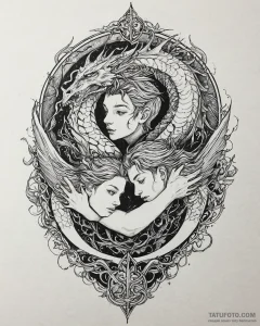 Tattoo sketch, astrid and hiccup riding drago... - эскиз тату (№1753664095_0, 28.07.2025 00:54) — Tatufoto.com