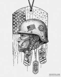 Tat tattoo sketch, soldier’s helmet and dog t... - эскиз тату (№1753664291_0, 28.07.2025 00:58) — Tatufoto.com