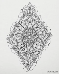 Tat tattoo sketch, geometric flower made from... - эскиз тату (№1753664697_0, 28.07.2025 01:04) — Tatufoto.com