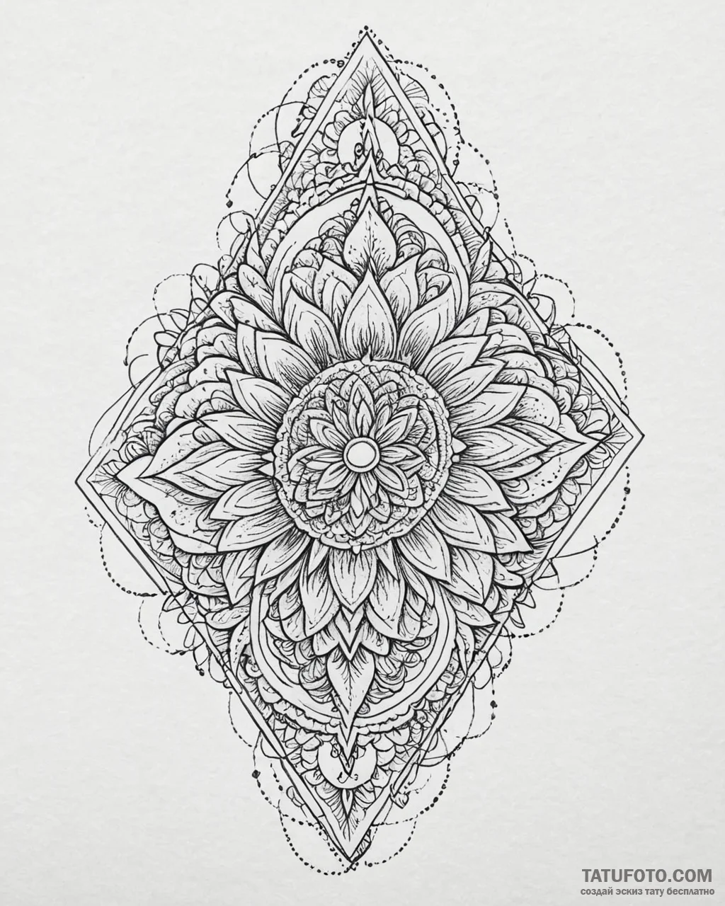 Tat tattoo sketch, geometric flower made from... - эскиз тату (№1753664697_0, 28.07.2025 01:04) — Tatufoto.com
