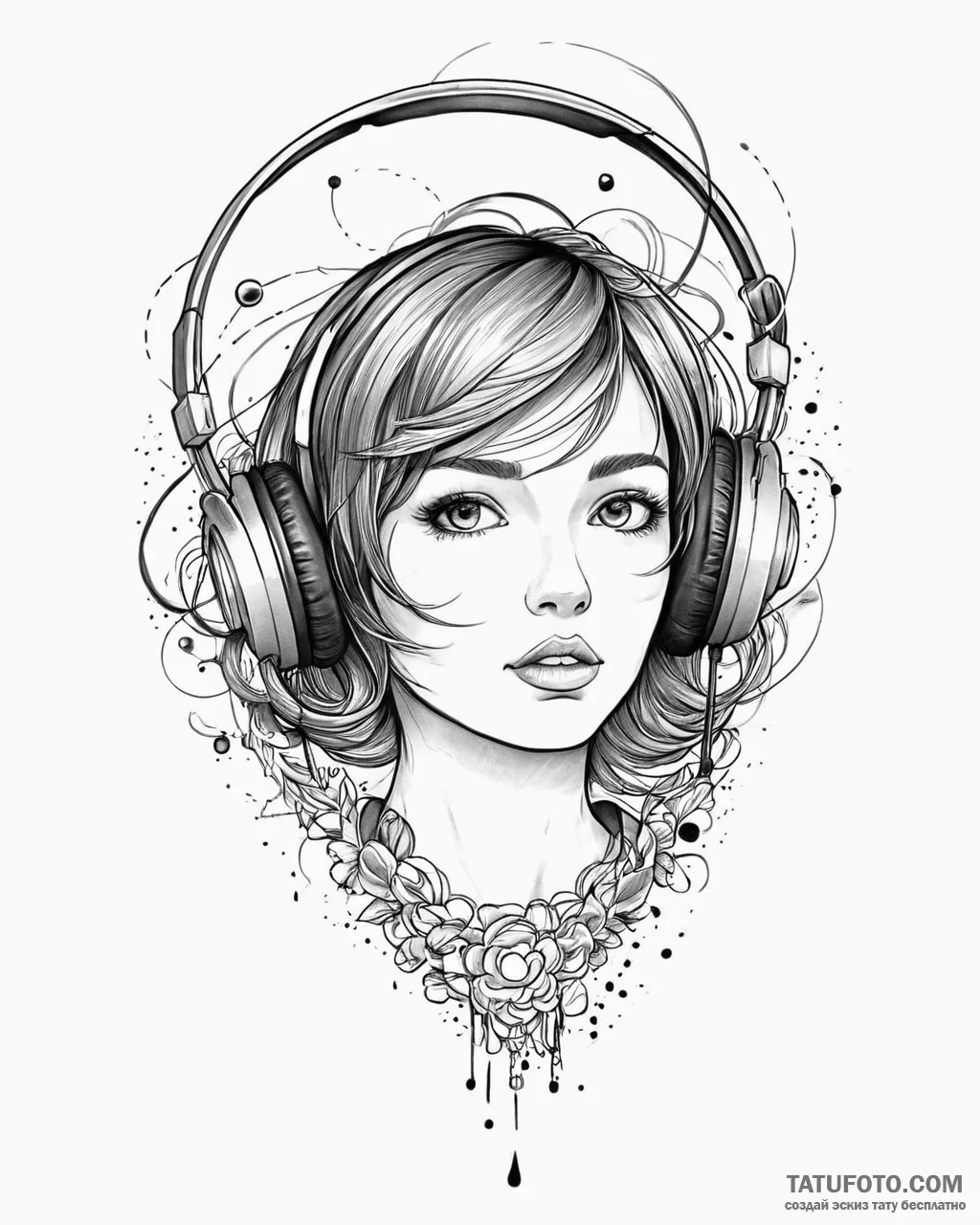 Tat tattoo sketch, streamer’s headset with gl... - эскиз тату (№1753665117_0, 28.07.2025 01:11) — Tatufoto.com