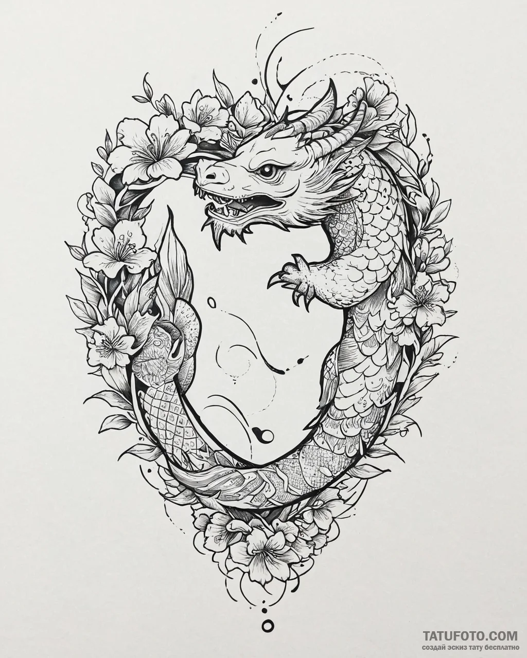 Tat tattoo sketch, animal lover’s heart wrapp... - эскиз тату (№1753665733_0, 28.07.2025 01:22) — Tatufoto.com