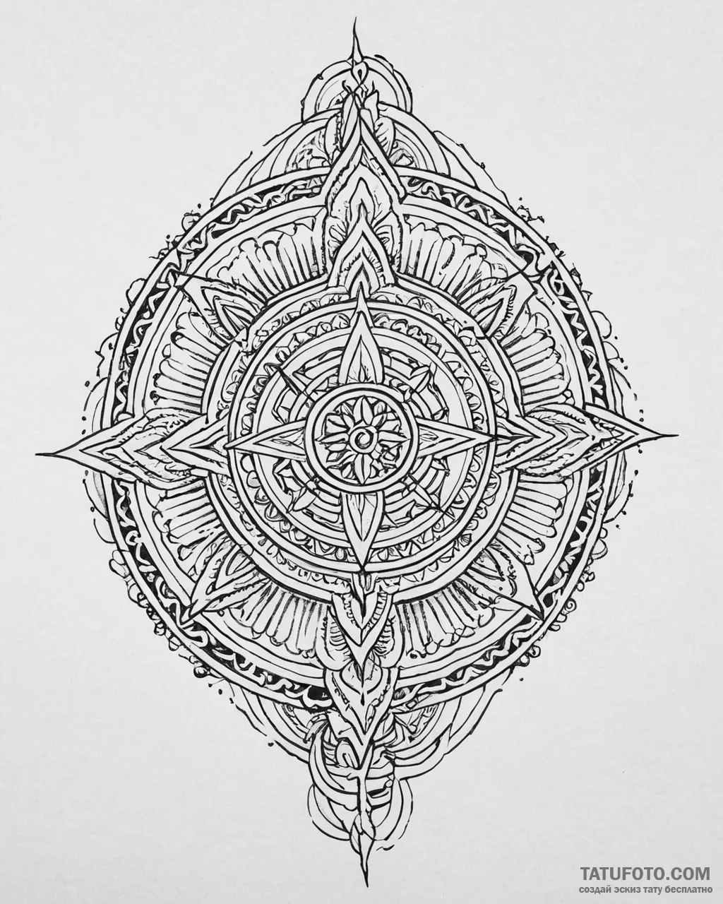 Tat tattoo sketch, intricate mandala filled w... - эскиз тату (№1753665930_0, 28.07.2025 01:25) — Tatufoto.com