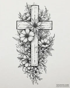 Tat tattoo sketch, wildflower bouquet painted... - эскиз тату (№1753667307_0, 28.07.2025 01:48) — Tatufoto.com