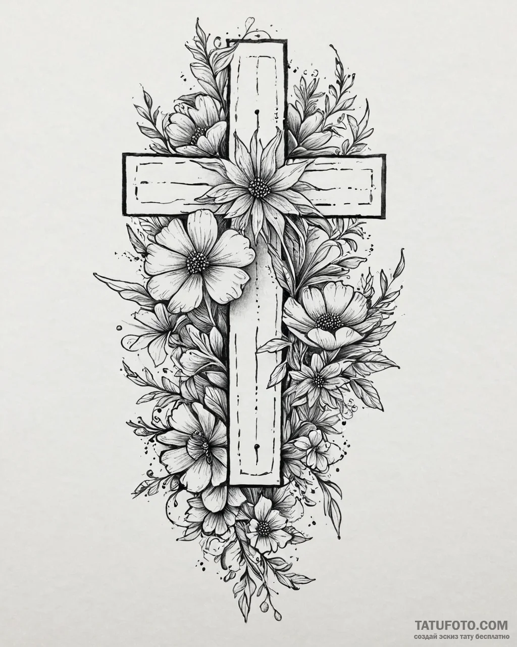 Tat tattoo sketch, wildflower bouquet painted... - эскиз тату (№1753667307_0, 28.07.2025 01:48) — Tatufoto.com