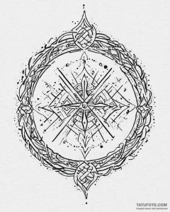 Tattoo sketch, rune circle with glowing nordi... - эскиз тату (№1753668290_0, 28.07.2025 02:04) — Tatufoto.com