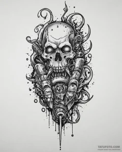 Tattoo sketch, john silver holding mechanical... - эскиз тату (№1753670448_0, 28.07.2025 02:40) — Tatufoto.com