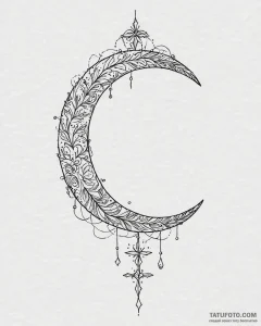 Tattoo sketch, tiny crescent moon with thin l... - эскиз тату (№1753672839_0, 28.07.2025 03:20) — Tatufoto.com