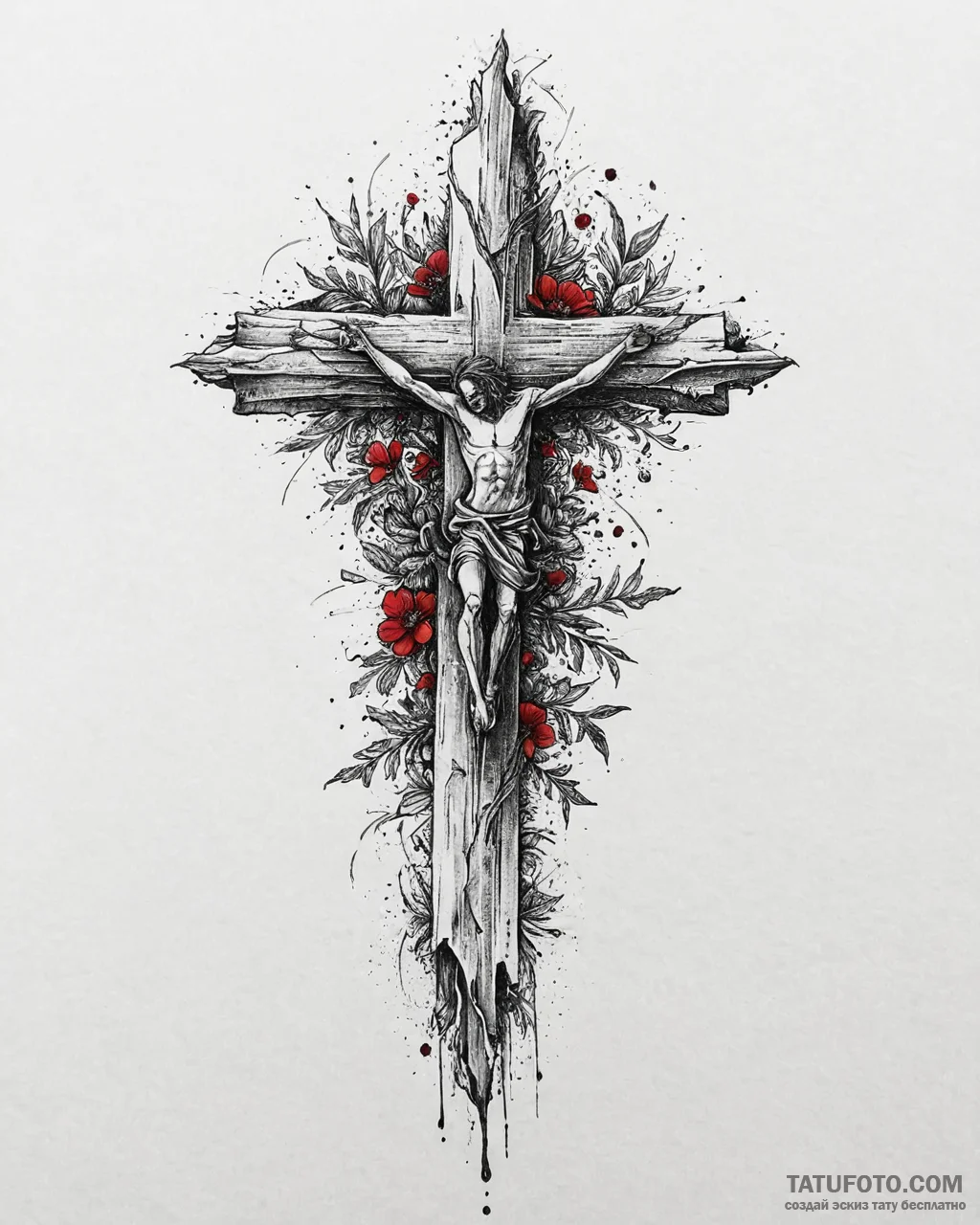портреты с элементами природы, artistic tatto... - эскиз тату (№1753673233_0, 28.07.2025 03:27) — Tatufoto.com