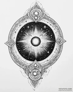 Tat tattoo sketch, cosmic portal opening to s... - эскиз тату (№1753674051_0, 28.07.2025 03:40) — Tatufoto.com