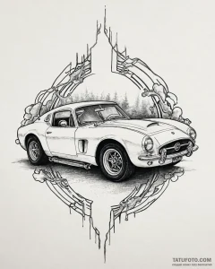 Tattoo sketch, lightning mcqueen silhouette w... - эскиз тату (№1753674472_0, 28.07.2025 03:47) — Tatufoto.com