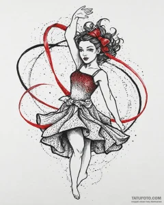 Tat tattoo sketch, dancer twirling with color... - эскиз тату (№1753675076_0, 28.07.2025 03:57) — Tatufoto.com