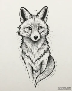 Tattoo sketch, minimalist fox silhouette with... - эскиз тату (№1753675273_0, 28.07.2025 04:01) — Tatufoto.com