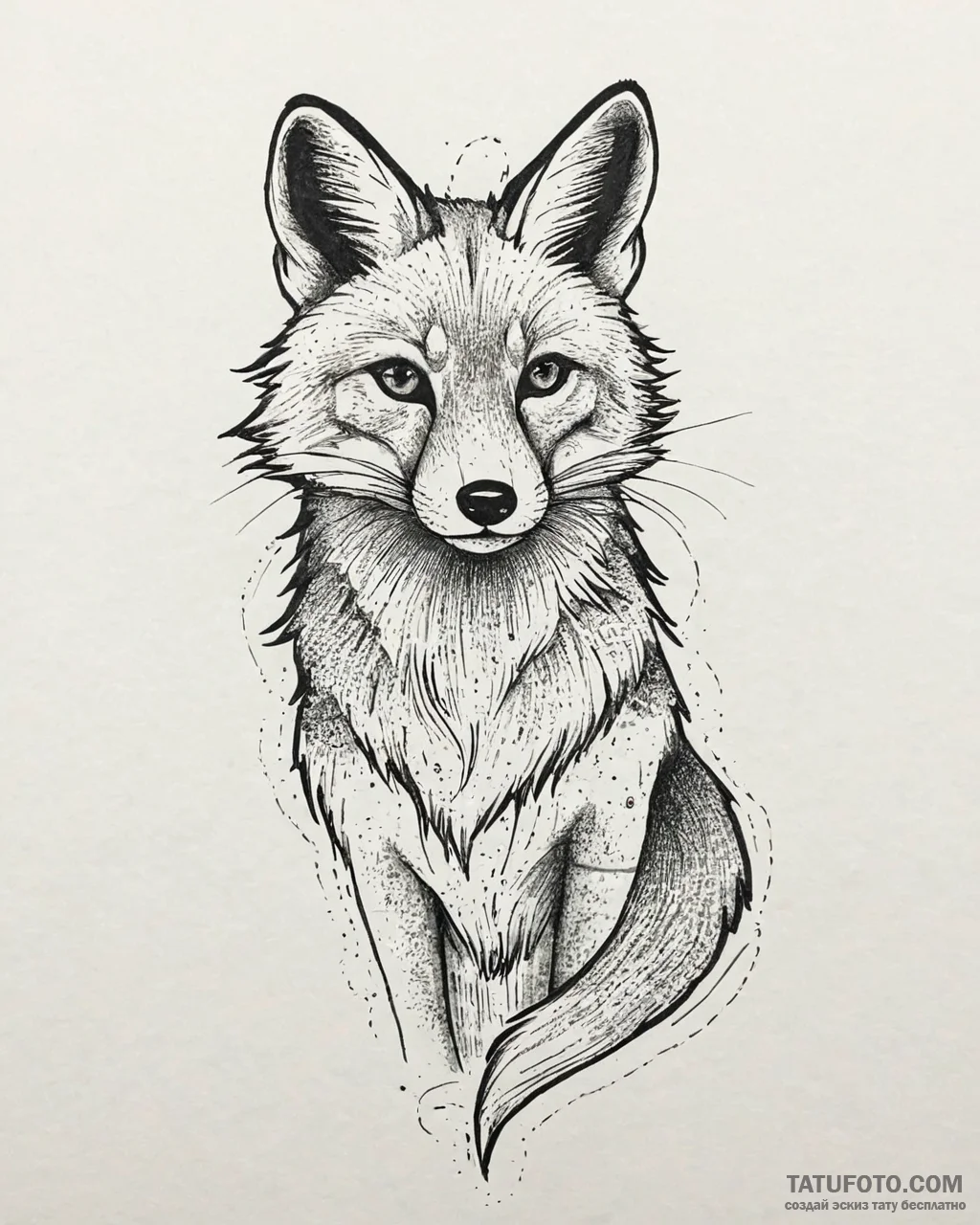 Tattoo sketch, minimalist fox silhouette with... - эскиз тату (№1753675273_0, 28.07.2025 04:01) — Tatufoto.com