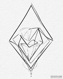 Tattoo sketch, thin linear geometric diamond... - эскиз тату (№1753675667_0, 28.07.2025 04:07) — Tatufoto.com