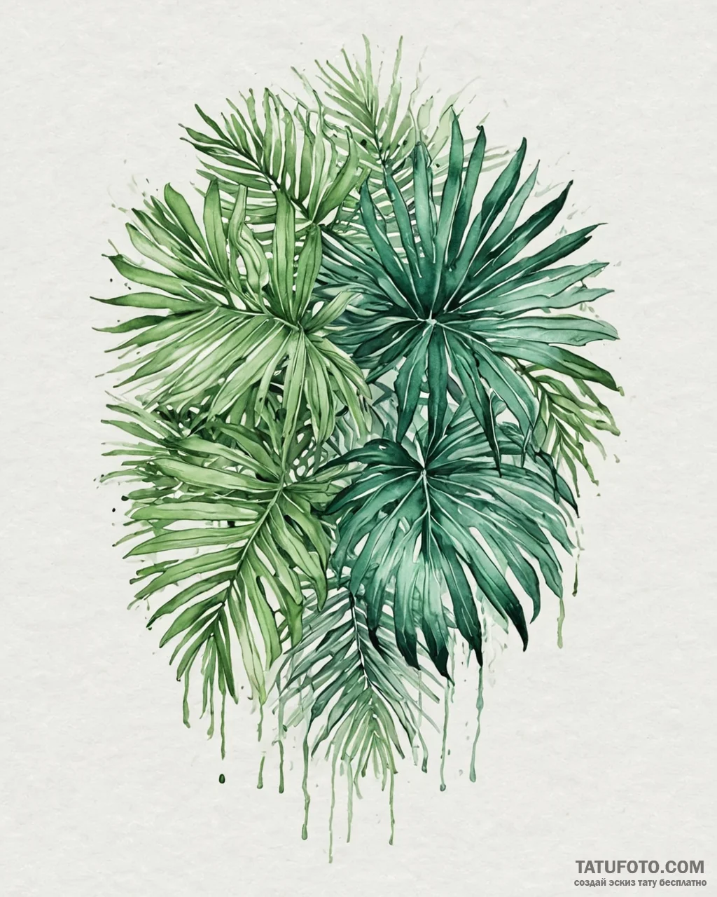 Tat tattoo sketch, tropical palm leaves with... - эскиз тату (№1753676852_0, 28.07.2025 04:27) — Tatufoto.com