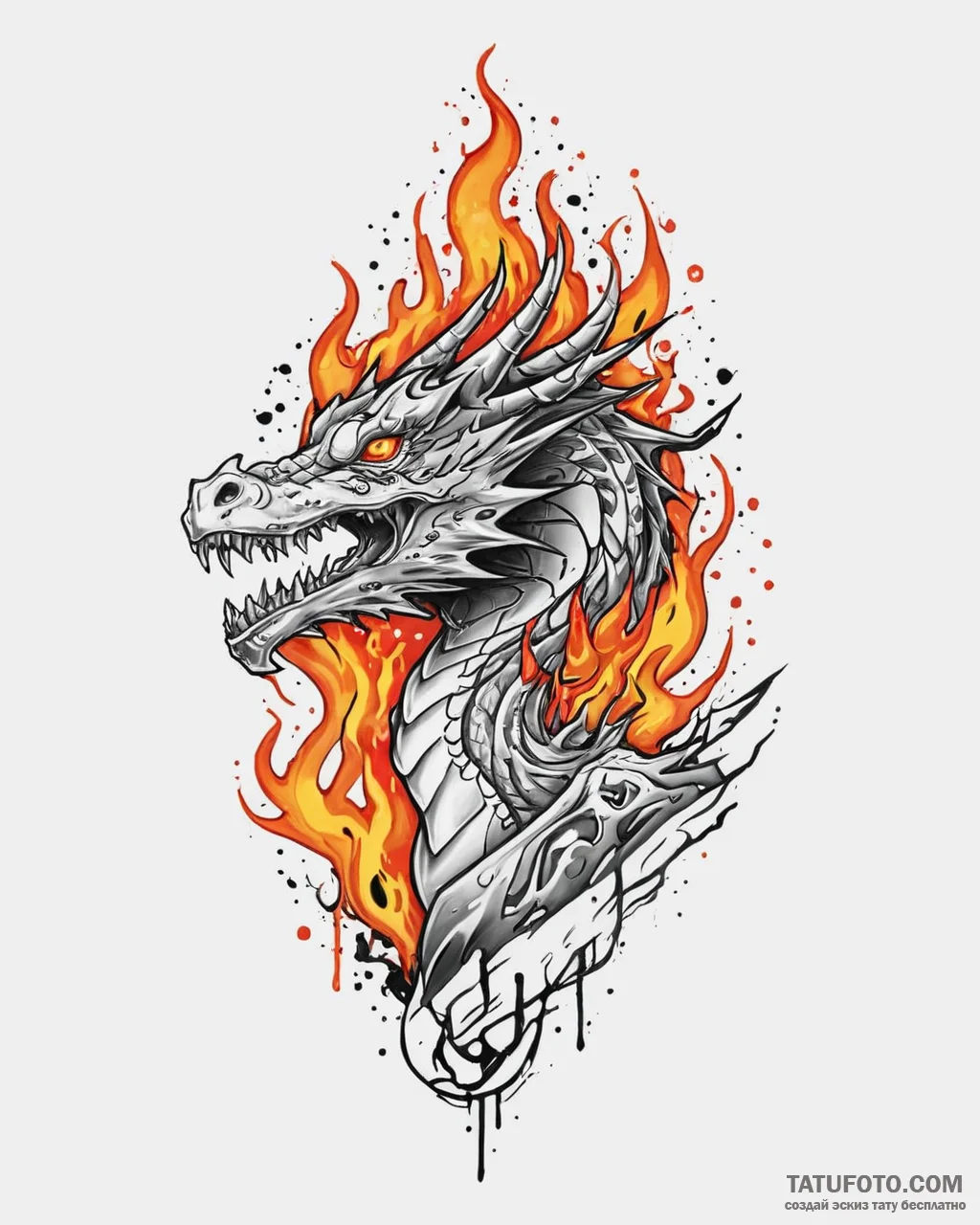 Tat tattoo sketch, neon graffiti-style dragon... - эскиз тату (№1753677049_0, 28.07.2025 04:30) — Tatufoto.com