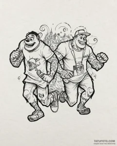 Tattoo sketch, mike and sulley running throug... - эскиз тату (№1753678621_0, 28.07.2025 04:57) — Tatufoto.com