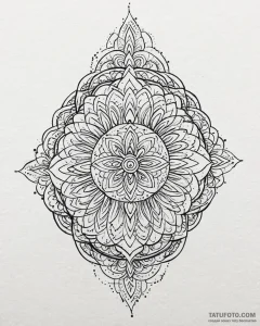 Tat tattoo sketch, floral mandala made of int... - эскиз тату (№1753679616_0, 28.07.2025 05:13) — Tatufoto.com