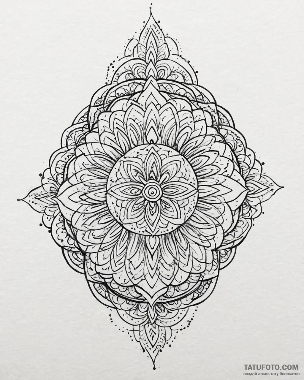 Tat tattoo sketch, floral mandala made of int... - эскиз тату (№1753679616_0, 28.07.2025 05:13) — Tatufoto.com