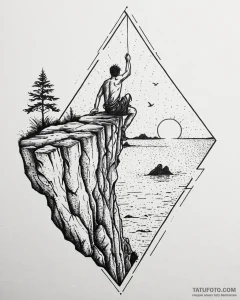 Tat tattoo sketch, climber’s silhouette hangi... - эскиз тату (№1753680043_0, 28.07.2025 05:20) — Tatufoto.com