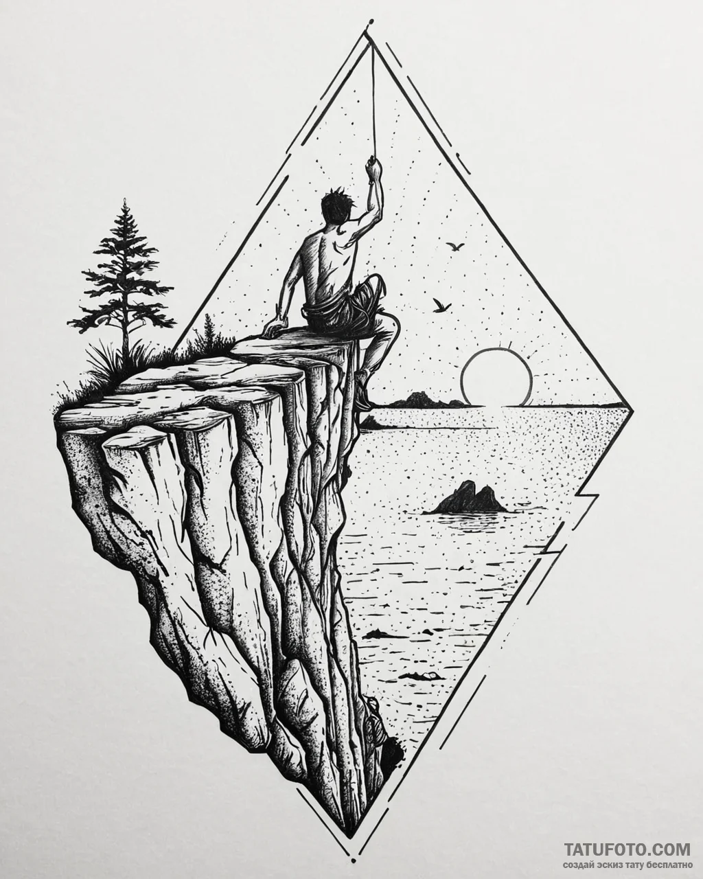Tat tattoo sketch, climber’s silhouette hangi... - эскиз тату (№1753680043_0, 28.07.2025 05:20) — Tatufoto.com