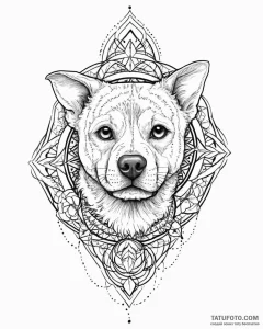 Tattoo sketch, max the dog looking curious wi... - эскиз тату (№1753681814_0, 28.07.2025 05:50) — Tatufoto.com