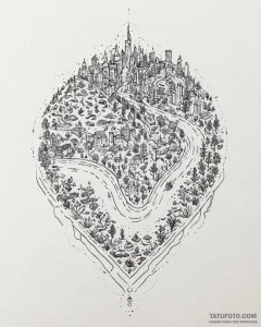 Tattoo sketch, zootopia city map with animal... - эскиз тату (№1753682010_0, 28.07.2025 05:53) — Tatufoto.com