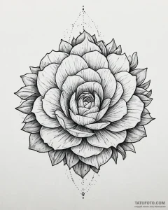 Tat tattoo sketch, succulent rosette with sof... - эскиз тату (№1753682799_0, 28.07.2025 06:06) — Tatufoto.com