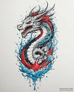 Tattoo sketch, haku dragon flying with water... - эскиз тату (№1753683980_0, 28.07.2025 06:26) — Tatufoto.com
