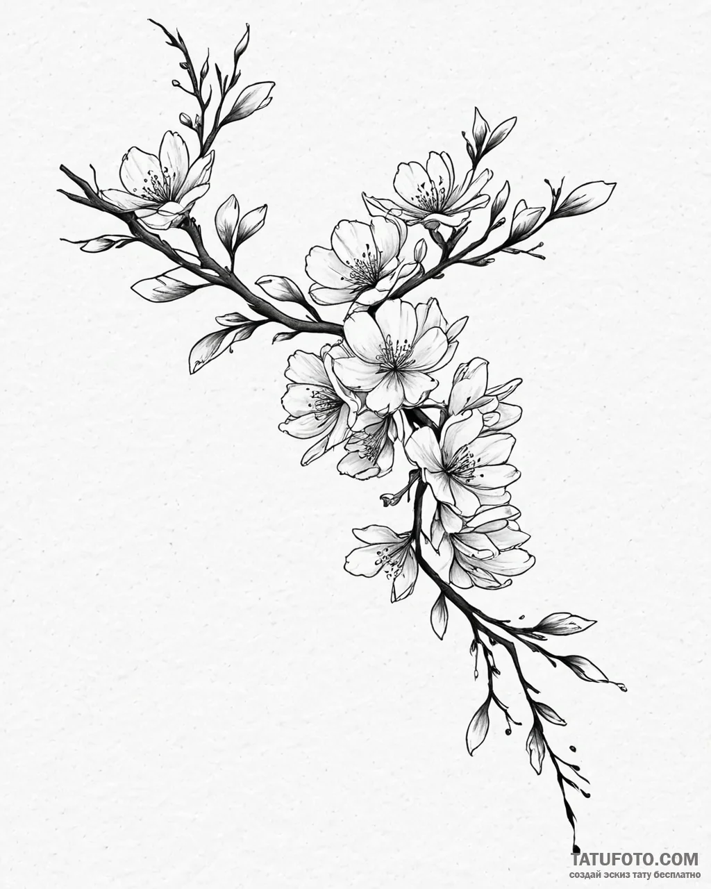 Tat tattoo sketch, traditional japanese sakur... - эскиз тату (№1753684177_0, 28.07.2025 06:29) — Tatufoto.com