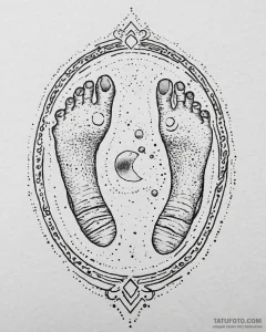 Tattoo sketch, coraline’s footprints with but... - эскиз тату (№1753684380_0, 28.07.2025 06:33) — Tatufoto.com