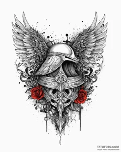 Tattoo sketch, viking helmet with raven wings... - эскиз тату (№1753684968_0, 28.07.2025 06:42) — Tatufoto.com