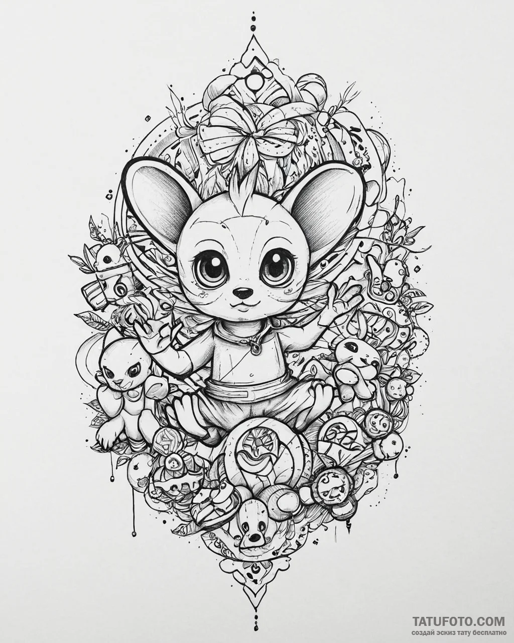 Eskizto, tattoo sketch, jack-jack surrounded... - эскиз тату (№1753685949_0, 28.07.2025 06:59) — Tatufoto.com