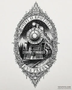 Tattoo sketch, polar express whistle with icy... - эскиз тату (№1753686342_0, 28.07.2025 07:05) — Tatufoto.com