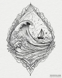 Tattoo sketch, asymmetric wave patterns with... - эскиз тату (№1753686549_0, 28.07.2025 07:09) — Tatufoto.com
