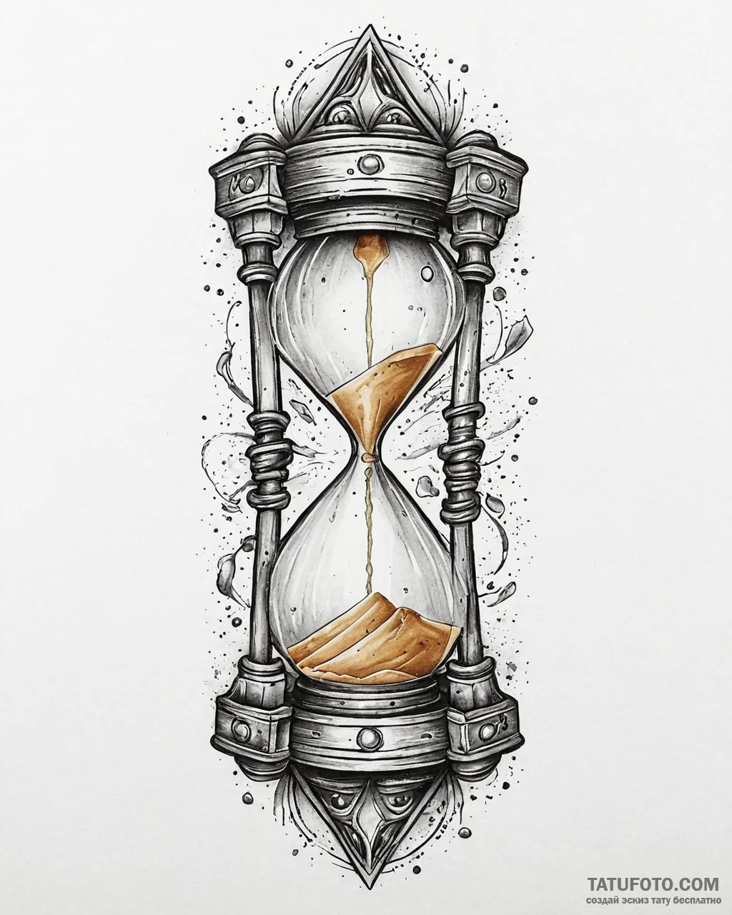 Tattoo design a simple hourglass with sand fl... - эскиз тату (№1753707527_0, 28.07.2025 12:58) — Tatufoto.com